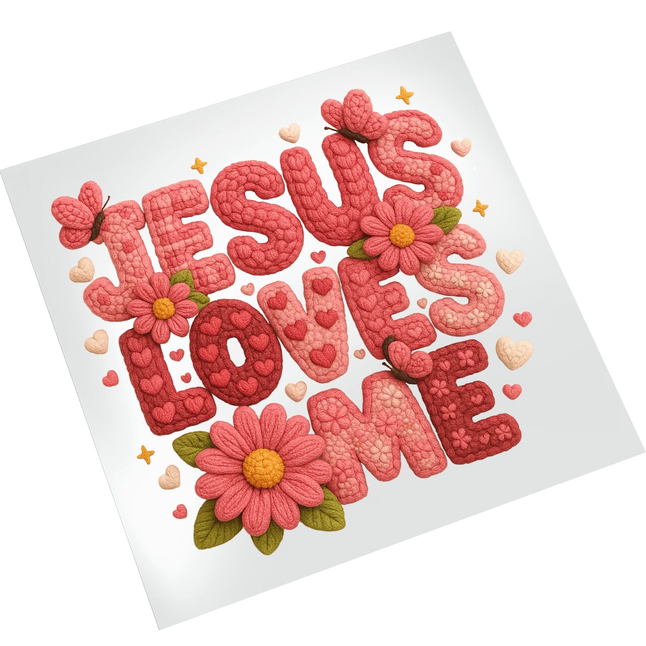 Valentines Faith DTF Transfer - Jesus Loves Me Floral Heart Ready To Press